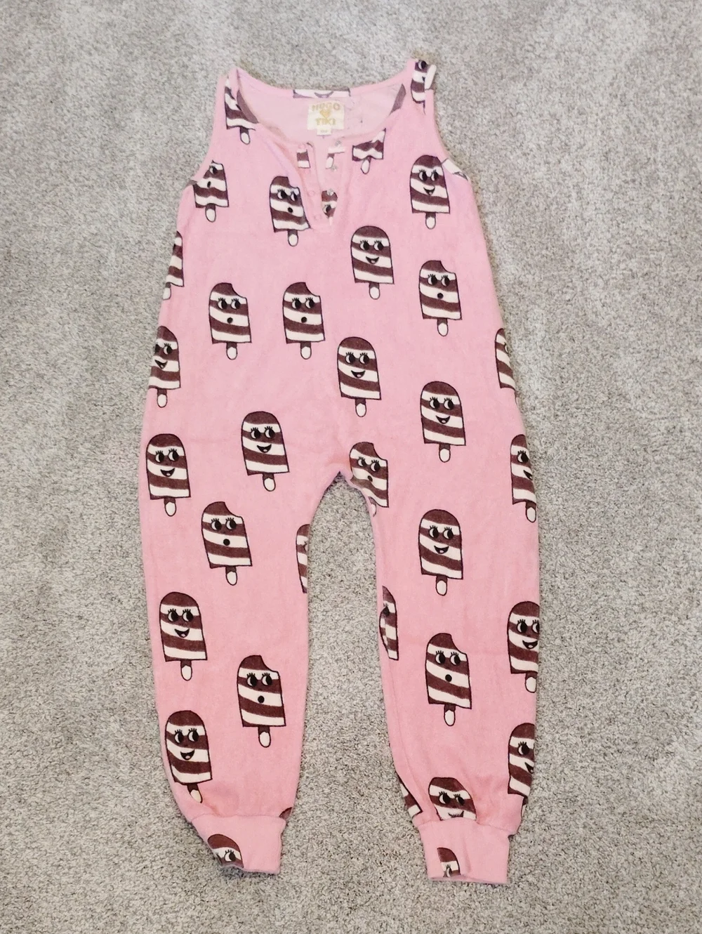 Hugo Loves Tiki Sleeveless Pink Popsicle-Print Kids One-Piece Bodysuit
